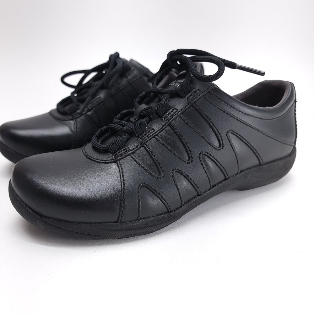 Dansko Womens Neena Black Leather Comfort Sneaker Work Shoes 6.5 US Slip‎ Resist